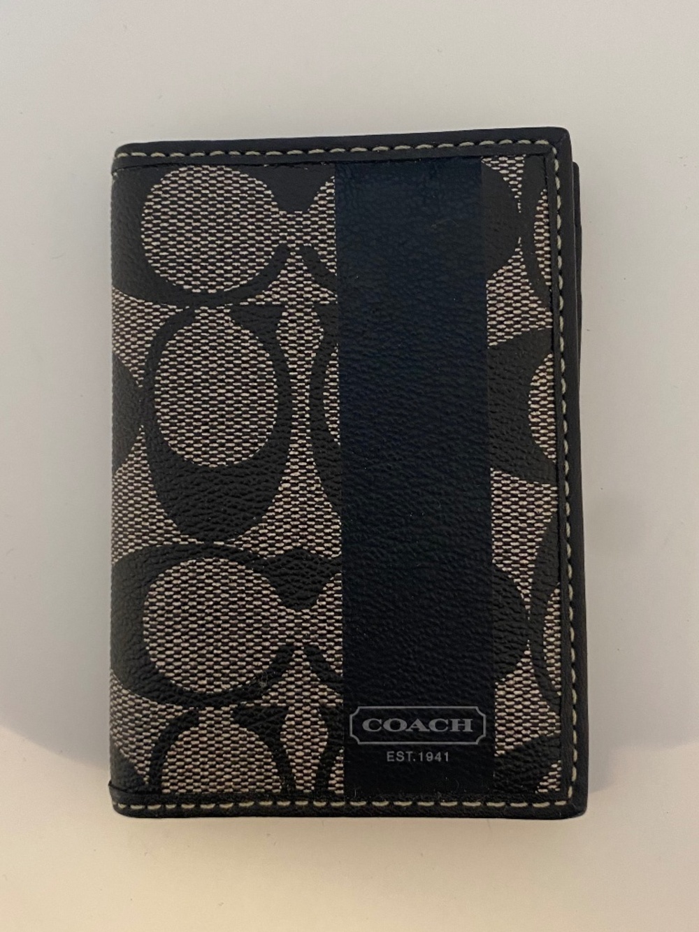 Coach slim bifold ID and credit card wallet - black and white